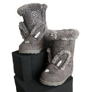 Little Girls Cat & Jack Bunny Ears Half Calf Faux Fur Lined Boots Size 5